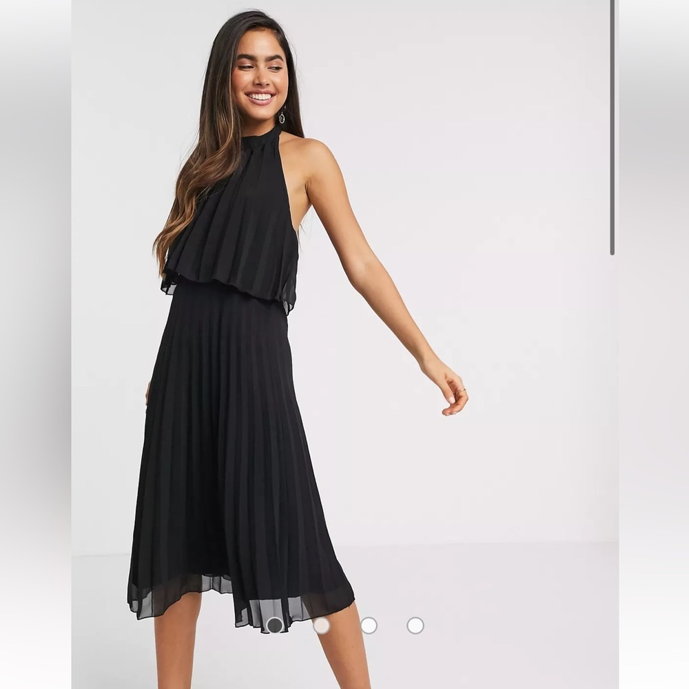 ASOS DESIGN halter tie neck midi dress in pleat